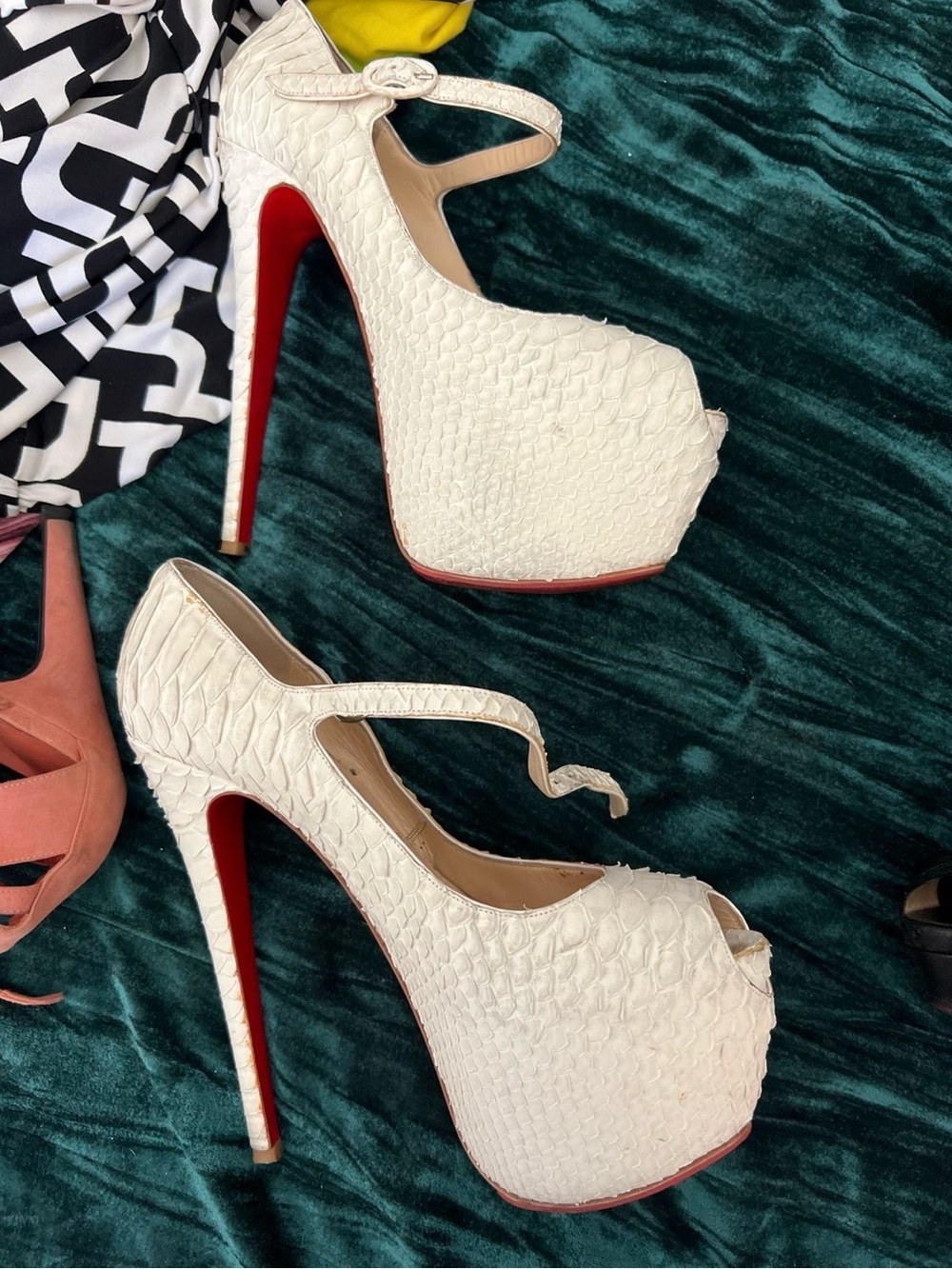 High Heel Platform Mary Jane Pumps - White